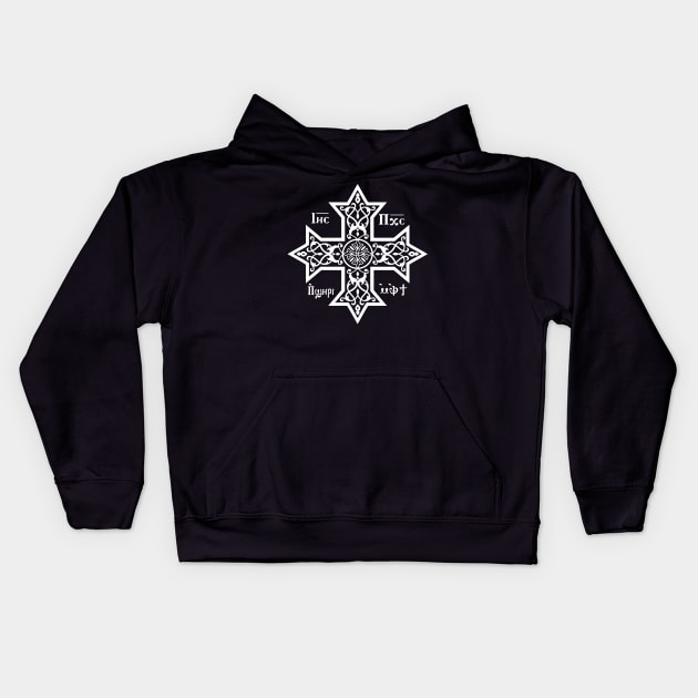 Coptic Orthodox Cross with Jesus Christ the Son of God Kids Hoodie by Beltschazar